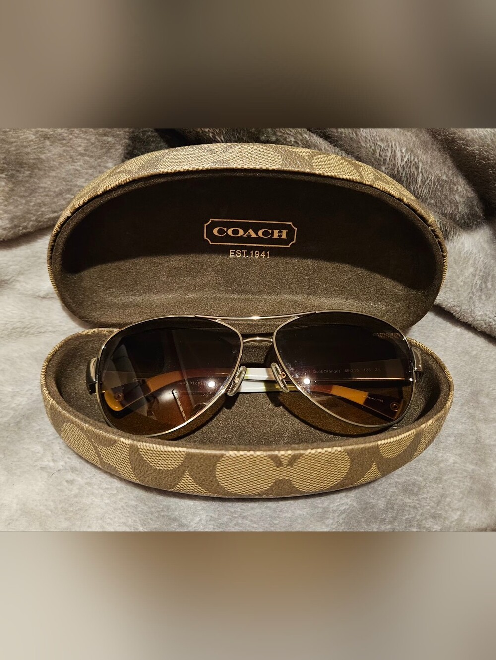 Coach Women's Kristina Gold/Brown Aviator Sunglasses